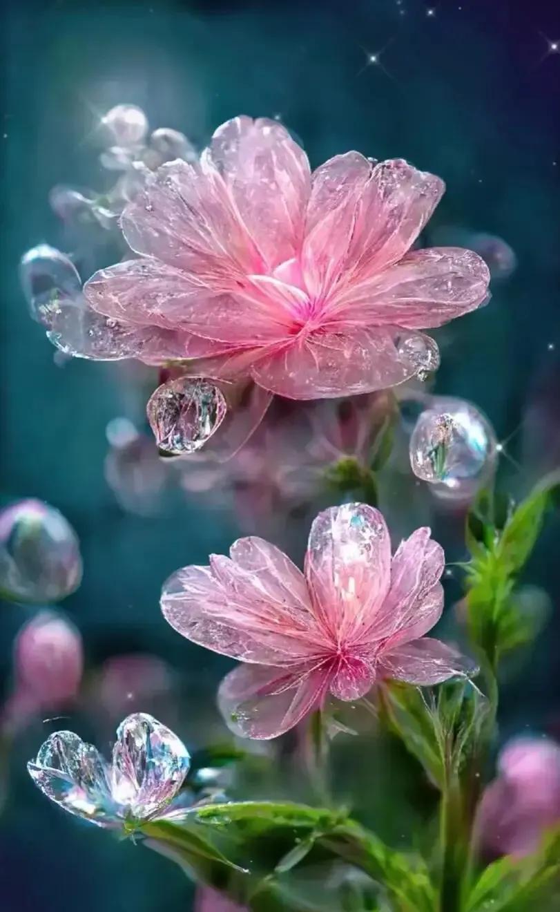 梦幻蓝色水晶花,梦幻玻璃水晶花