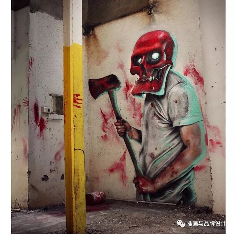 超震撼的墙绘,有视觉冲击感极简的墙绘