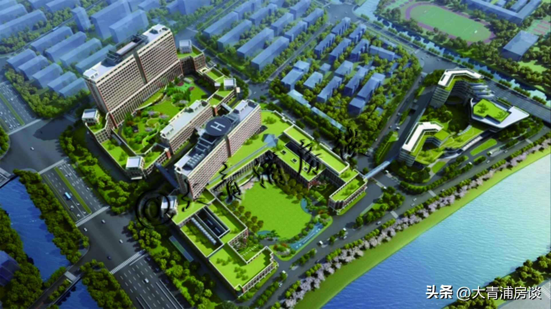 中山医院青浦新城院区规划效果图,青浦中山新院区