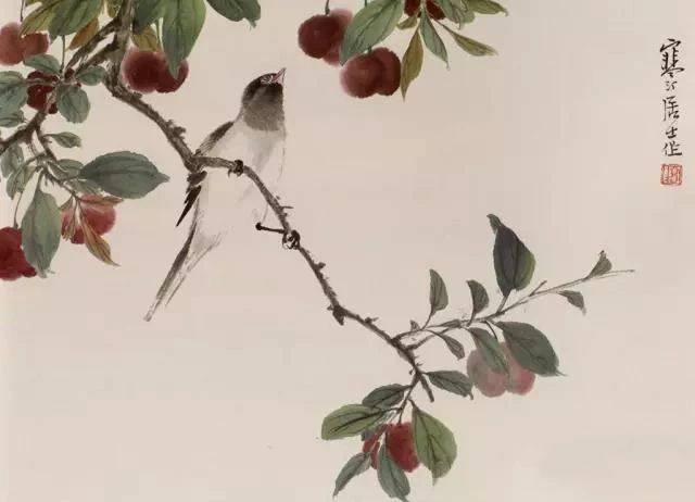 江寒汀写意黑山雀石榴花图,江寒汀写意花鸟千峰竞秀原作尺寸