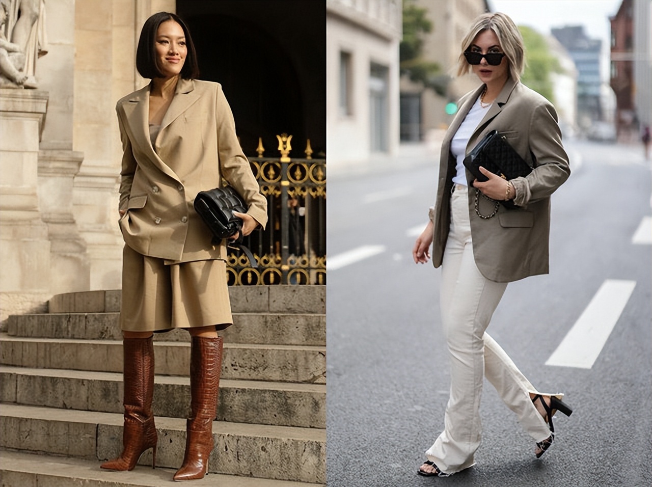 秋冬款米色西装怎么搭配才好看,秋季西装外套搭配深棕色