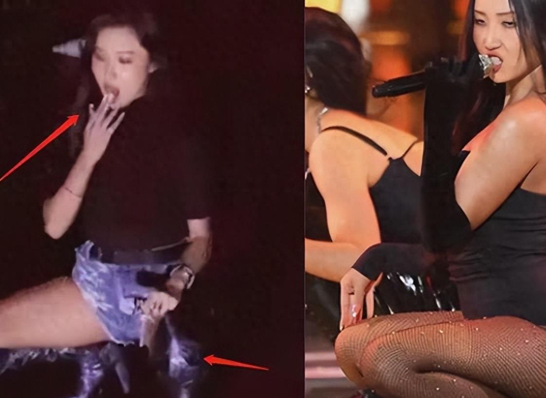 韩国女团成员华莎表演时突然蹲下抚摸*处私**，被警察骂为表演中无礼