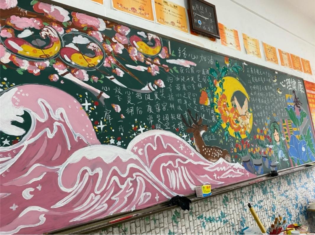 美术班的黑板报有多漂亮,黑板报原神粉笔画惊艳全班