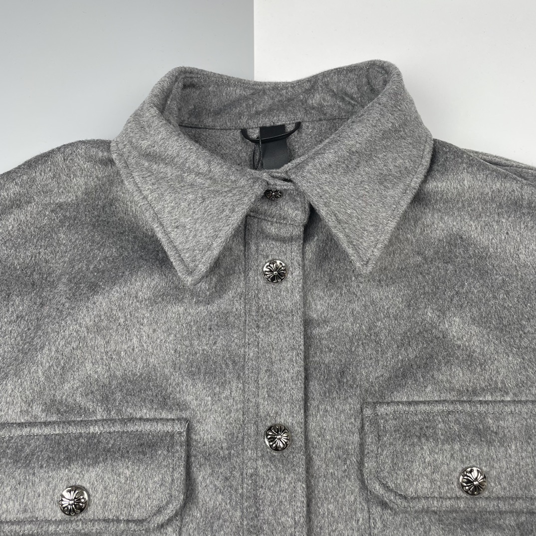 ChormeHearts克罗心CH22FW银扣羊绒衬衫夹克外套