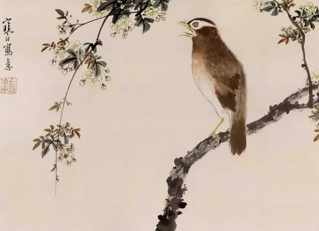 江寒汀写意黑山雀石榴花图,江寒汀写意花鸟千峰竞秀原作尺寸