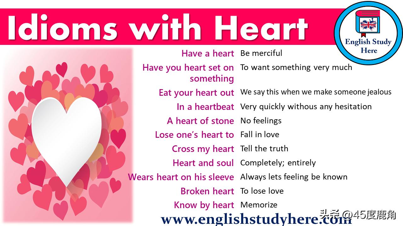 词汇积累：和心,heart相关的习语表达汇总