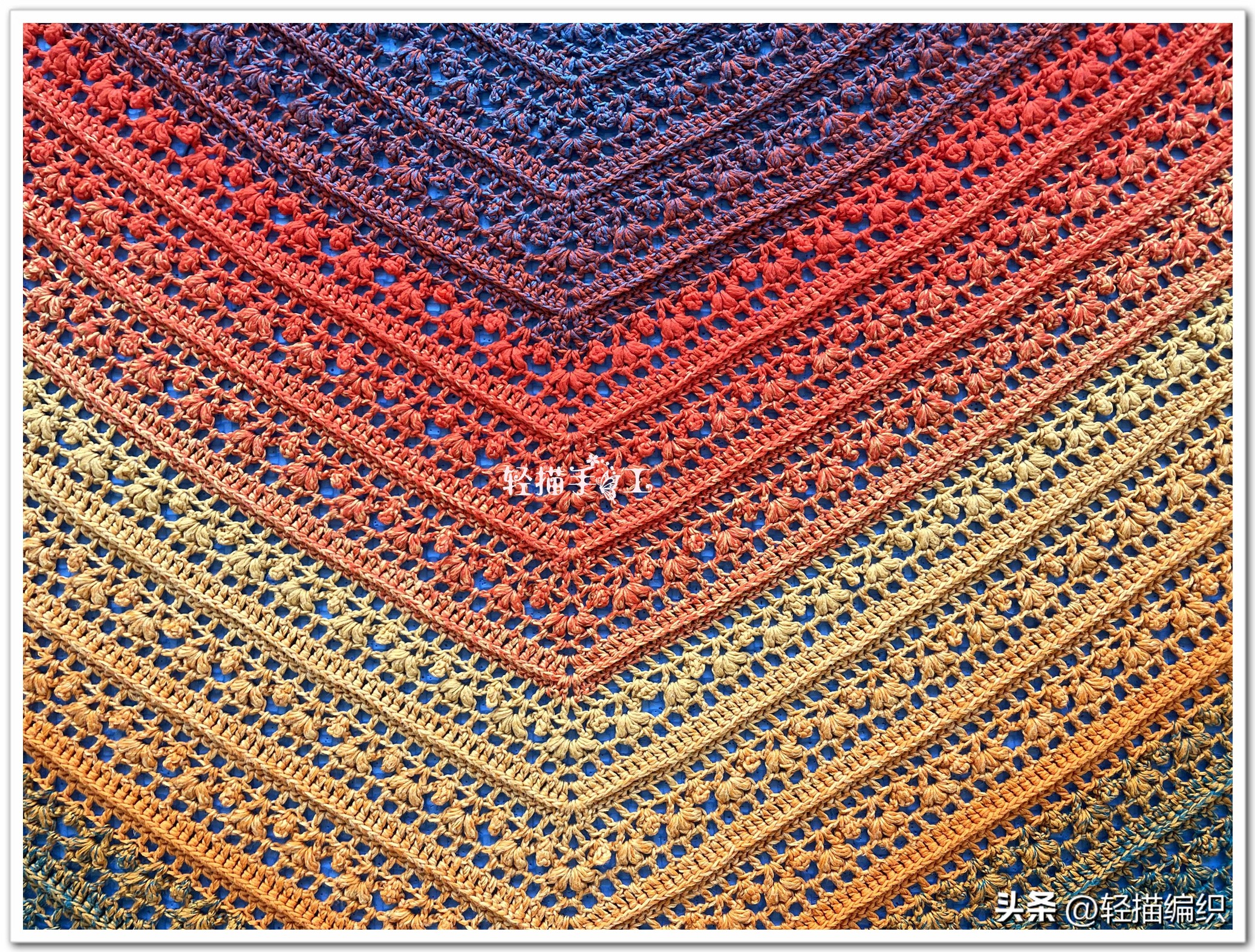 彩虹披肩,彩虹三角披肩编织方法