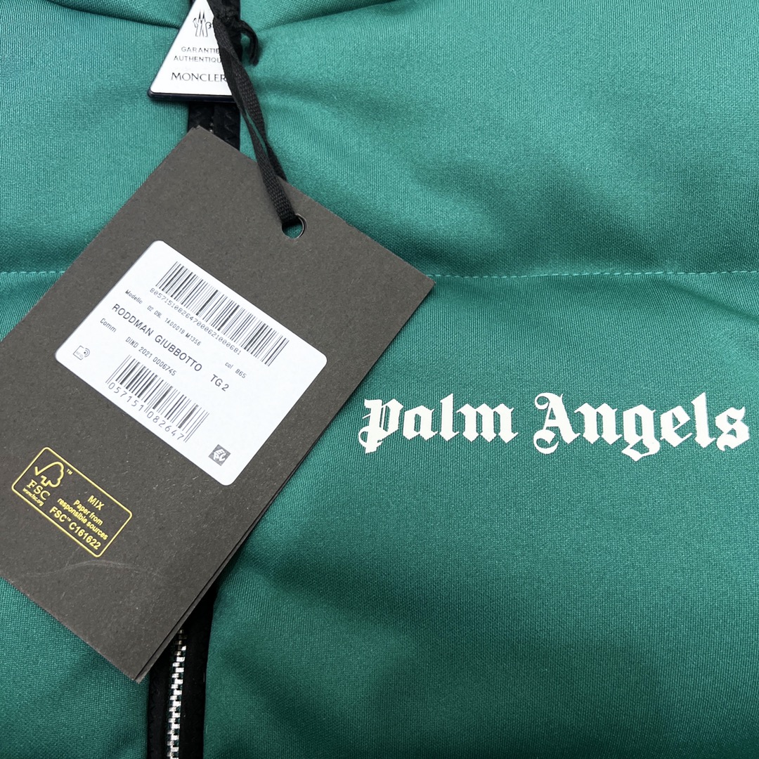 monclerxpalmangels联名款,moncler羽绒服蓝红白刺绣款