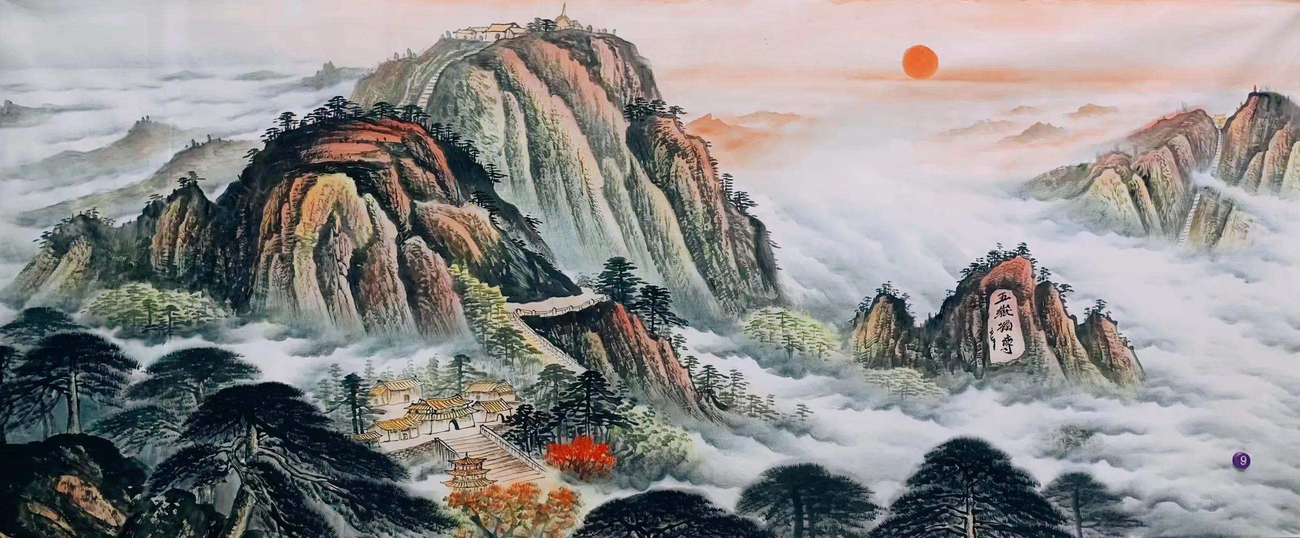 2019沙发背景墙山水画大全,山水画中式办公室客厅背景墙挂画