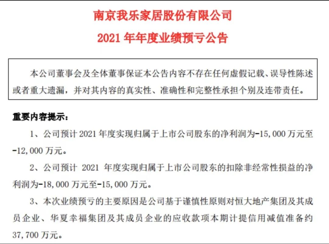 我乐家居半年报公告,我乐家居暴跌原因