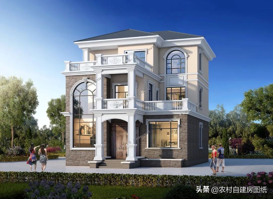 双拼三层别墅占地共120平图片大全,小户型三层半别墅图片大全最新款