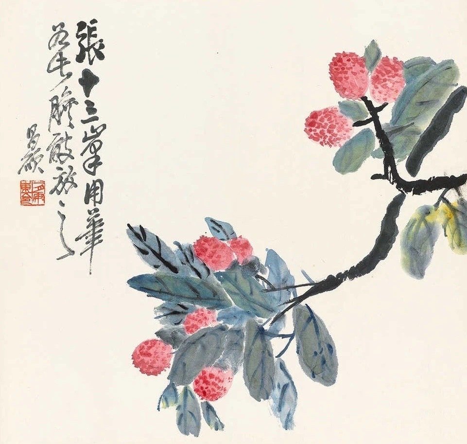 吴昌硕小品画作欣赏,吴昌硕写意花卉的枝的画法