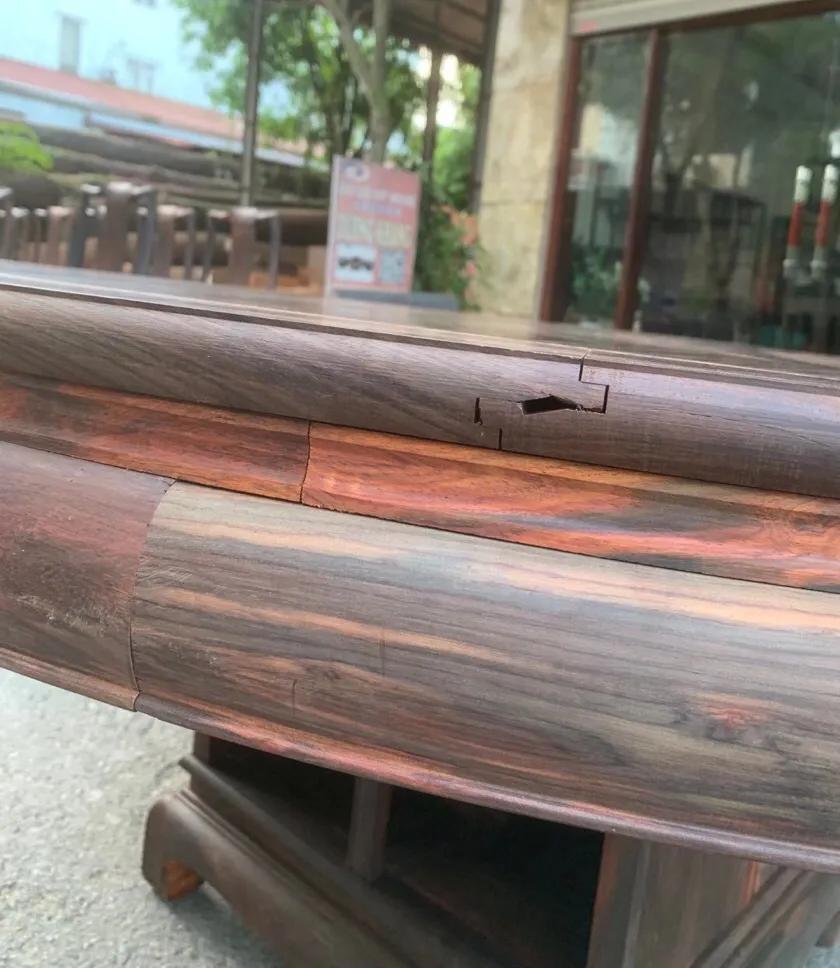 大红酸枝交趾黄檀圆桌图片,浦寨大红酸枝交趾黄檀明式餐桌