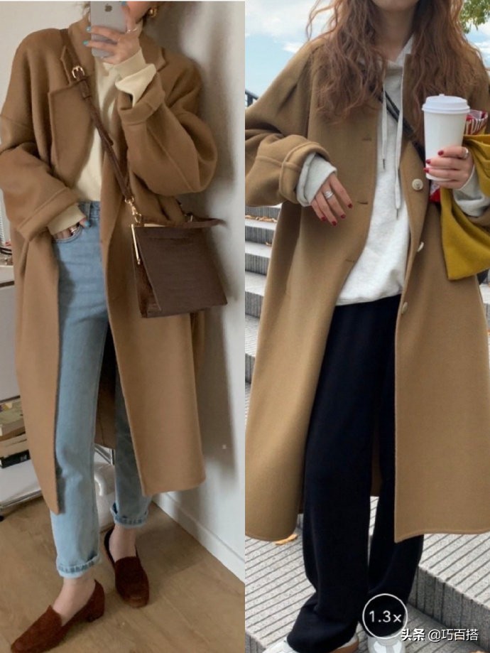 驼色长款大衣的各种搭配,驼色大衣的搭配推荐图片