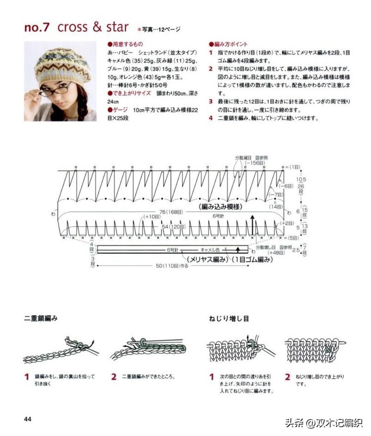 复古提花帽子图解,日系提花帽子