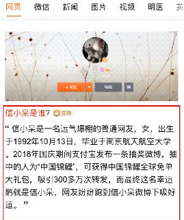 锦鲤女孩信小呆诈骗犯,支付宝信小呆锦鲤事件