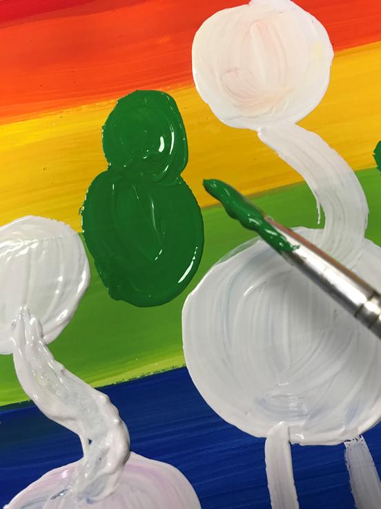 鸵鸟水粉绘画,快乐的鸵鸟水粉儿童画