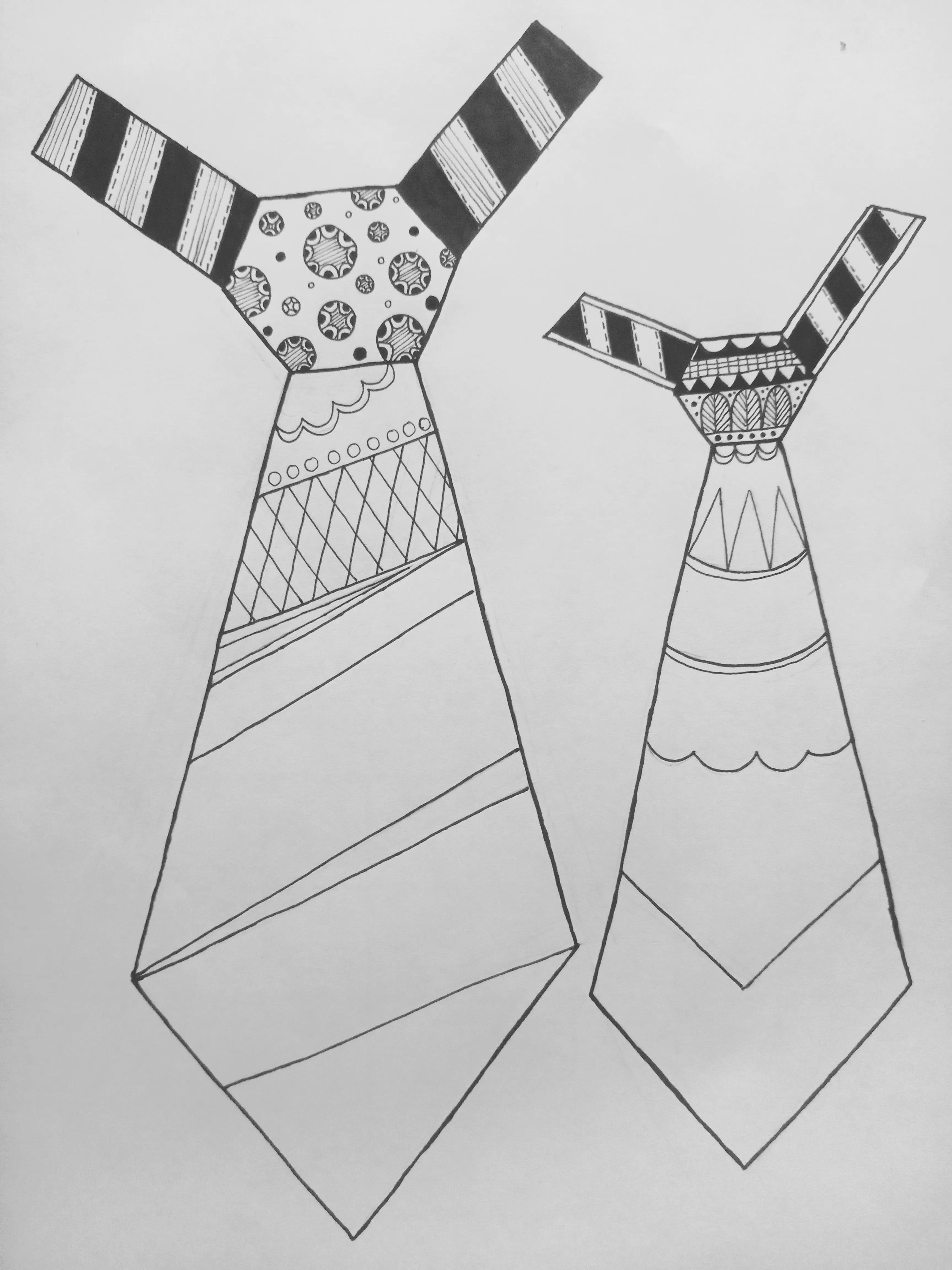 衬衣领带线描画,立体领带板绘怎么画