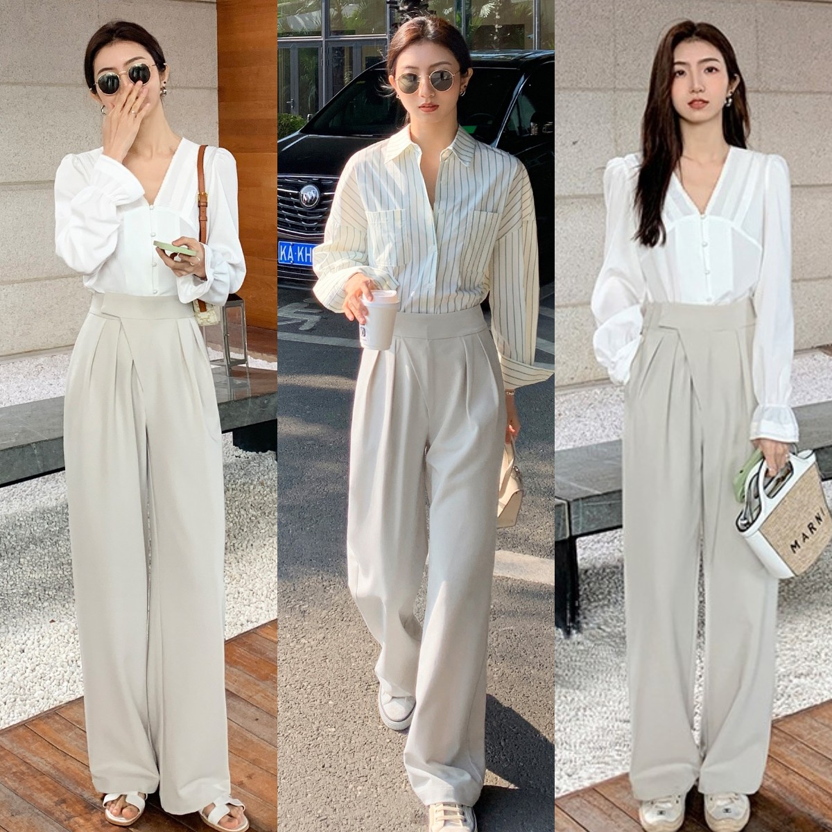 高腰显瘦阔腿直筒裤小个子,显高显瘦显腿长的高腰裤小个子穿