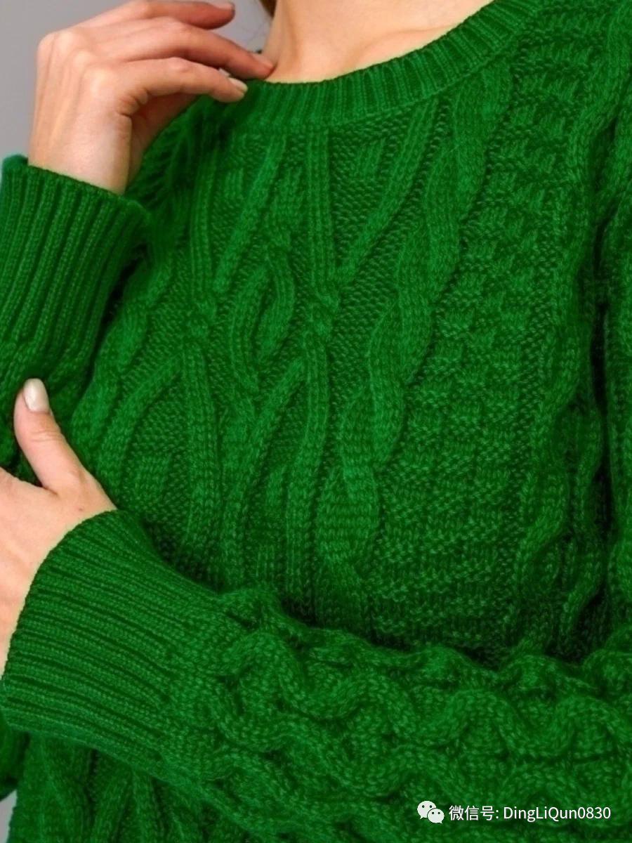 回形针织毛衣图解,绿色和白色最新双色毛衣花样图解