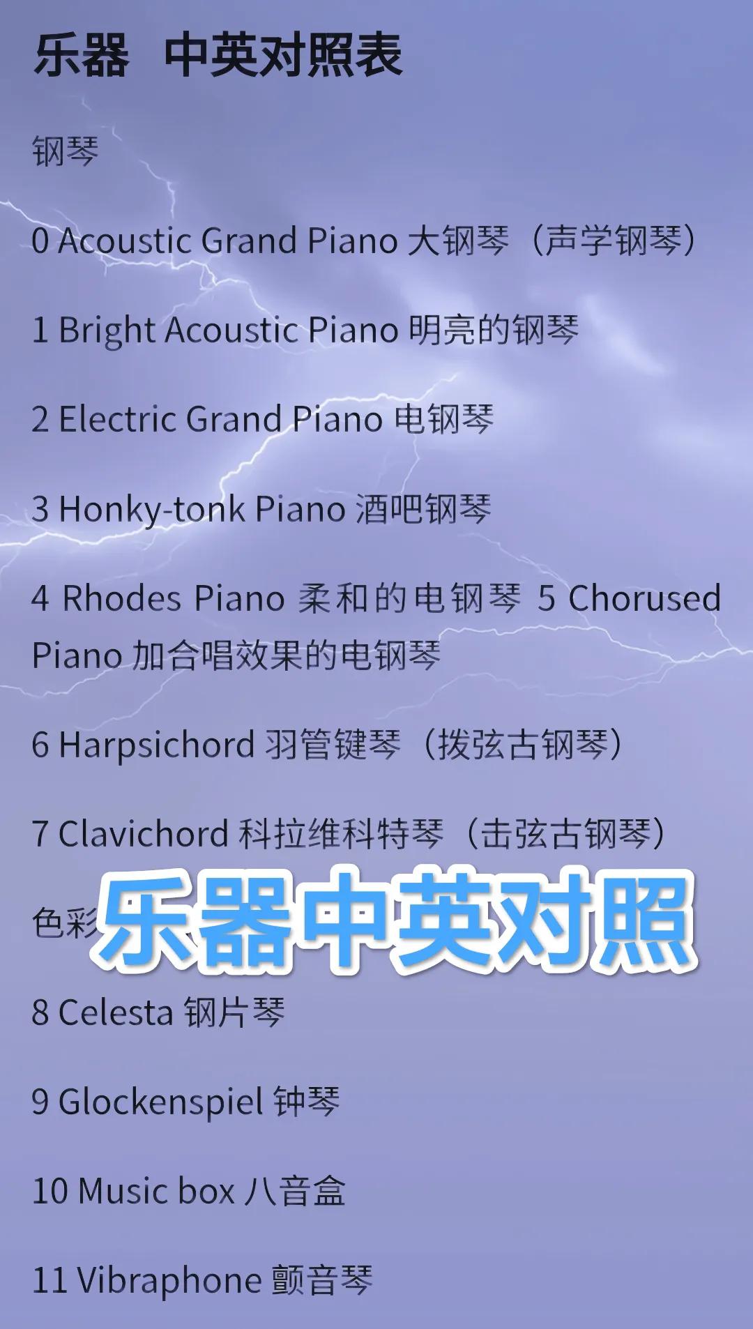 乐器中英对照,乐器中英文对照