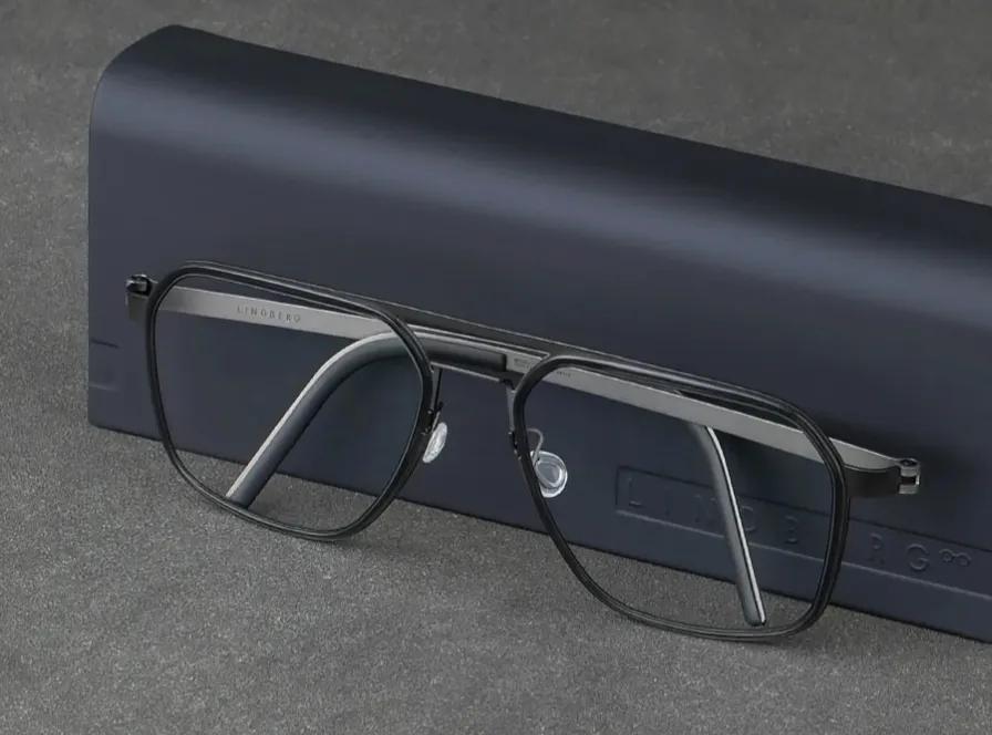 林德伯格9753双梁眼镜，玳瑁色镜框和纯黑色镜框，适合大脸修脸型