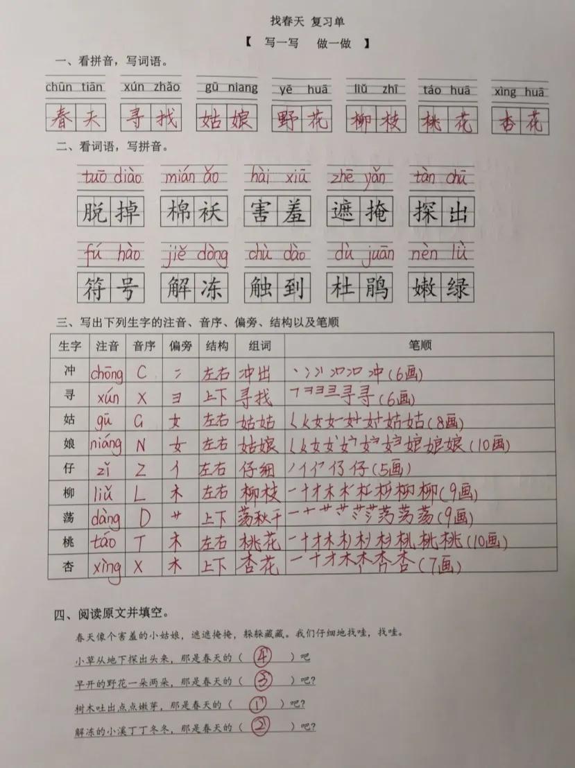 二年级语文下册找春天难点,二年级语文下册第二课找春天视频