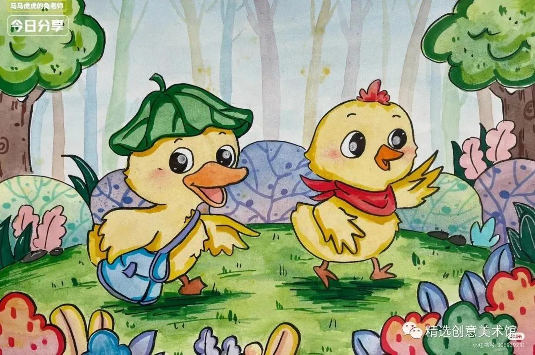 马克笔画儿童故事插画图,儿童简单马克笔绘画创意3-6岁