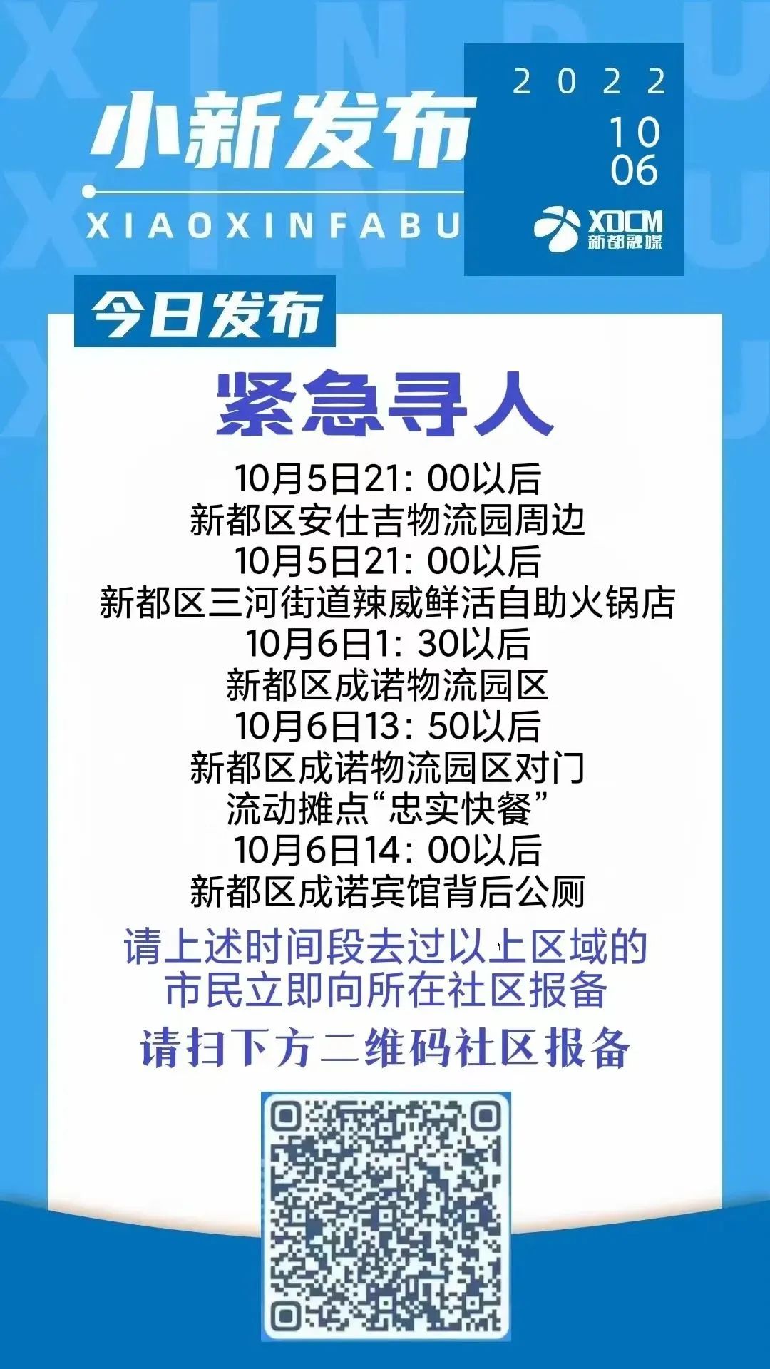 速自查！四川多地公布感染者、密接者轨迹！新都、天府新区等最新发布