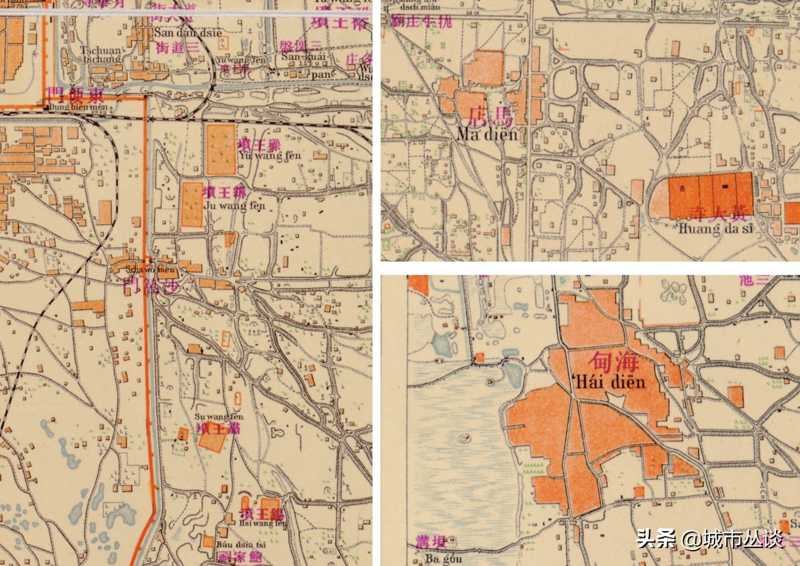 北京城俯瞰图的历史变化,看北京城全景的位置