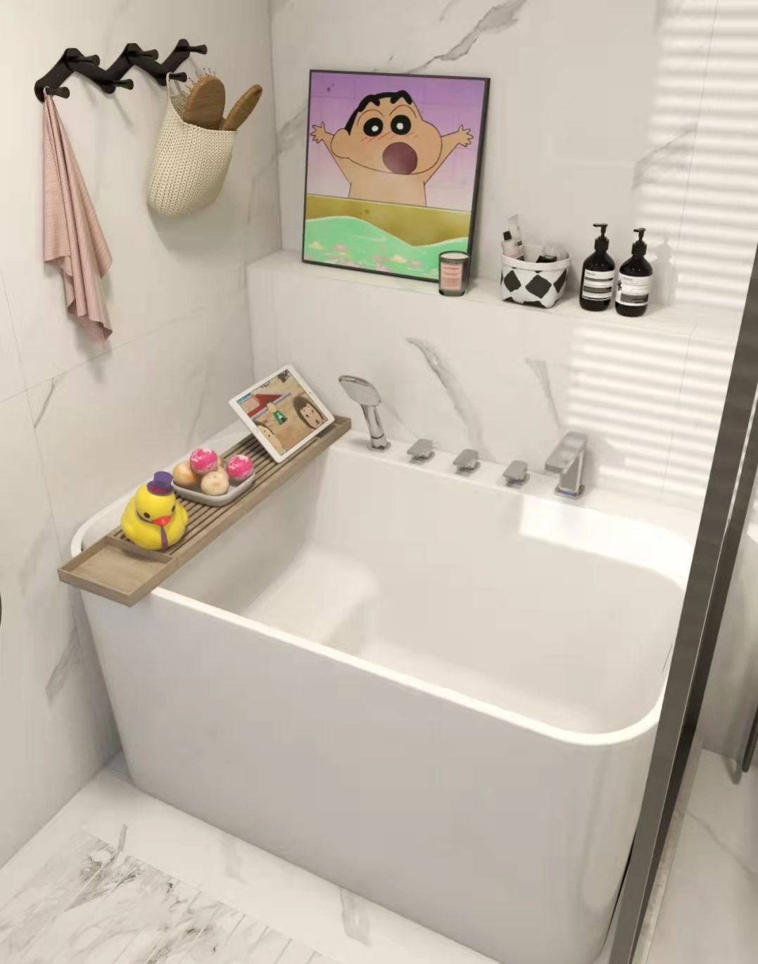 卫生间马桶浴室柜花洒推荐,马桶浴缸花洒都有怎么装