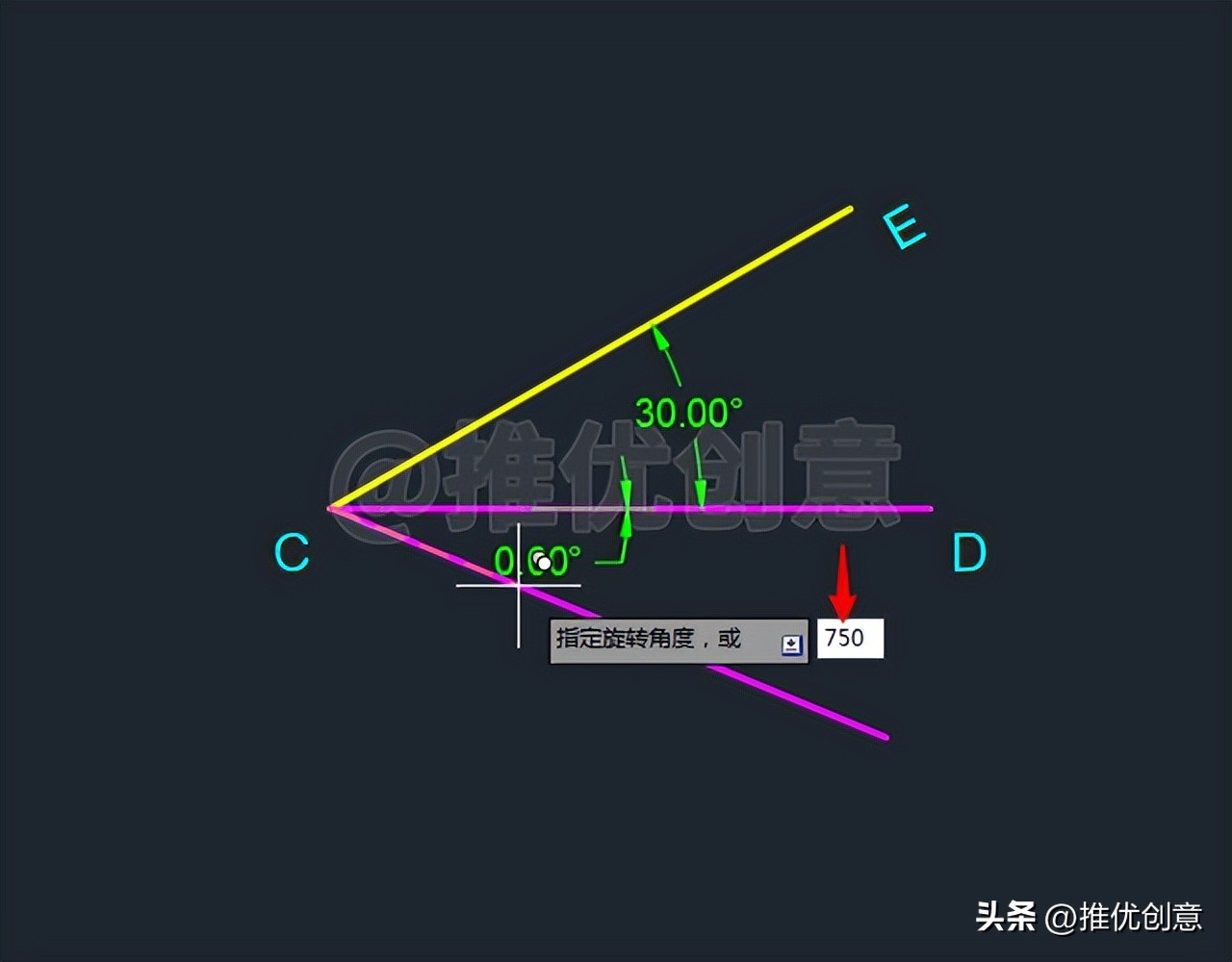 autocad角度线画法,autocad如何绘制角度