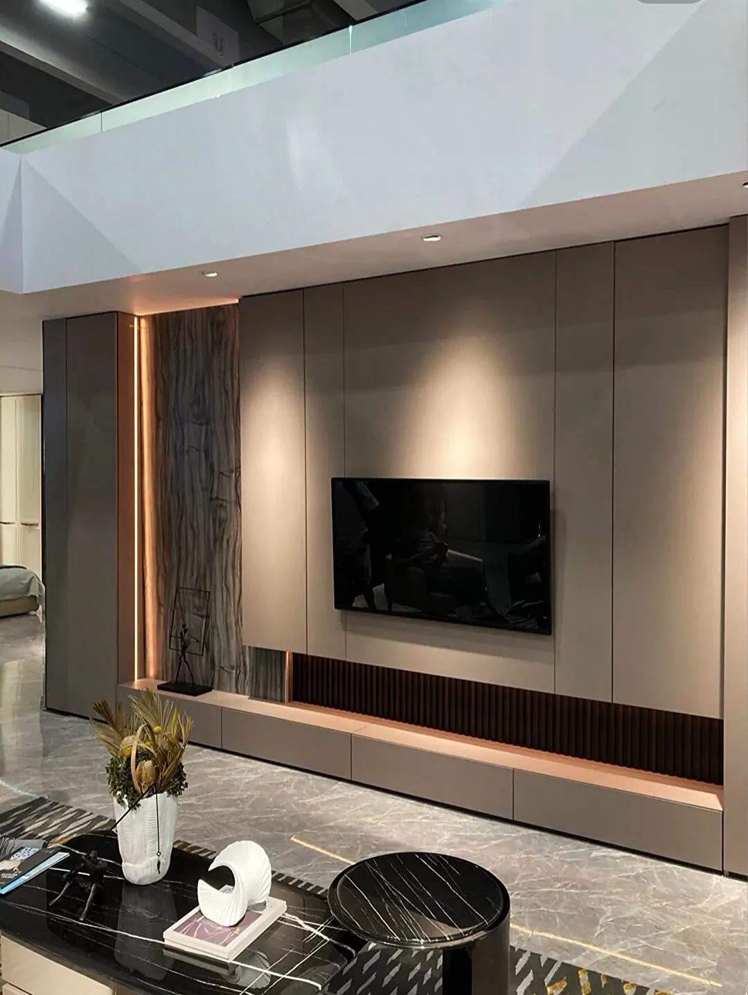 客厅边柜2023最新款法式,2023电视背景柜高端大气上档次