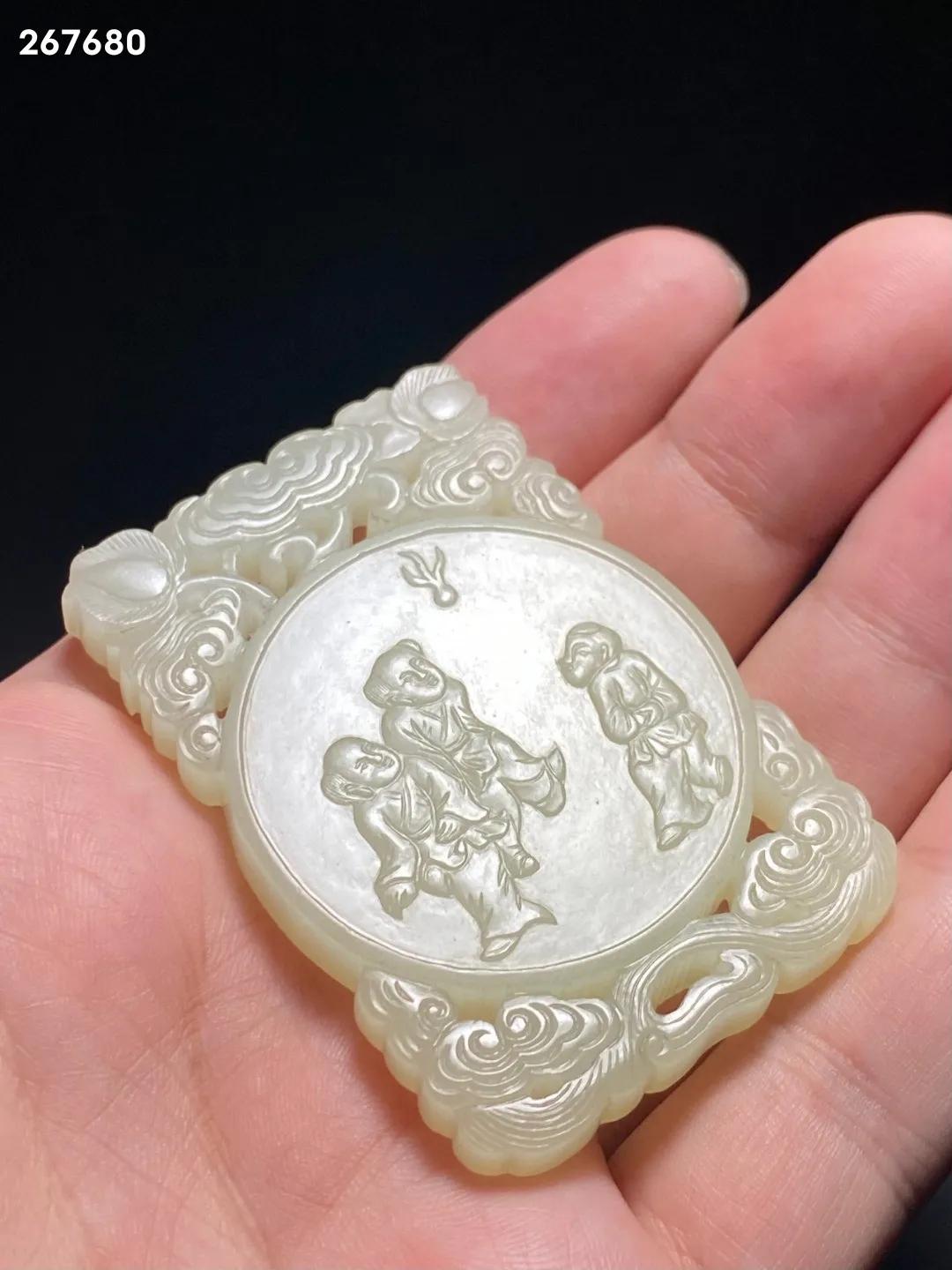 清中期白玉兽面纹玉牌,清中期白玉璧图片大全