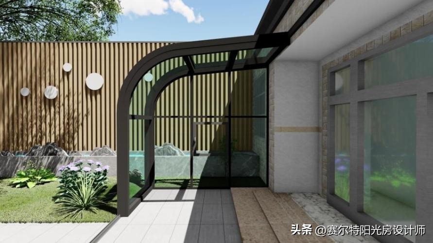 江苏南京露台阳光房效果图,别墅庭院移动式智能阳光房