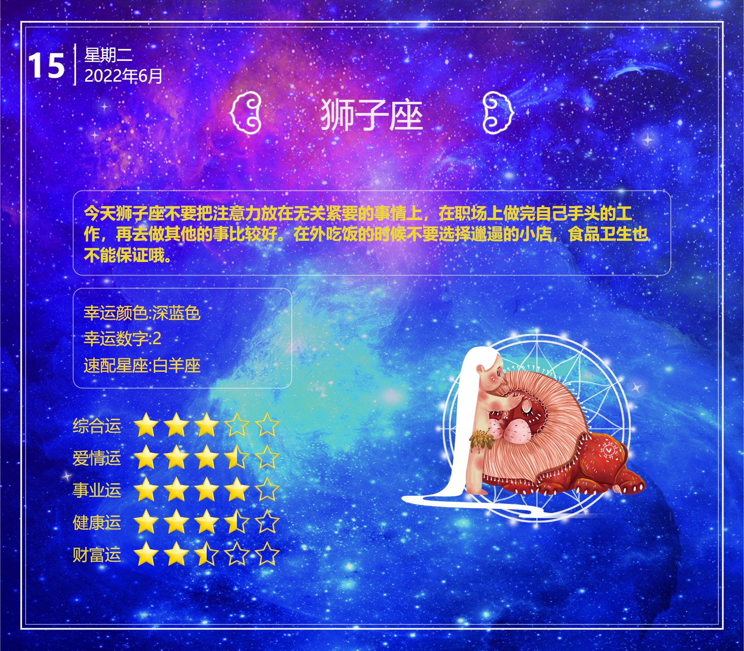 1978年6月15日运势,12月15日十二星座的运势