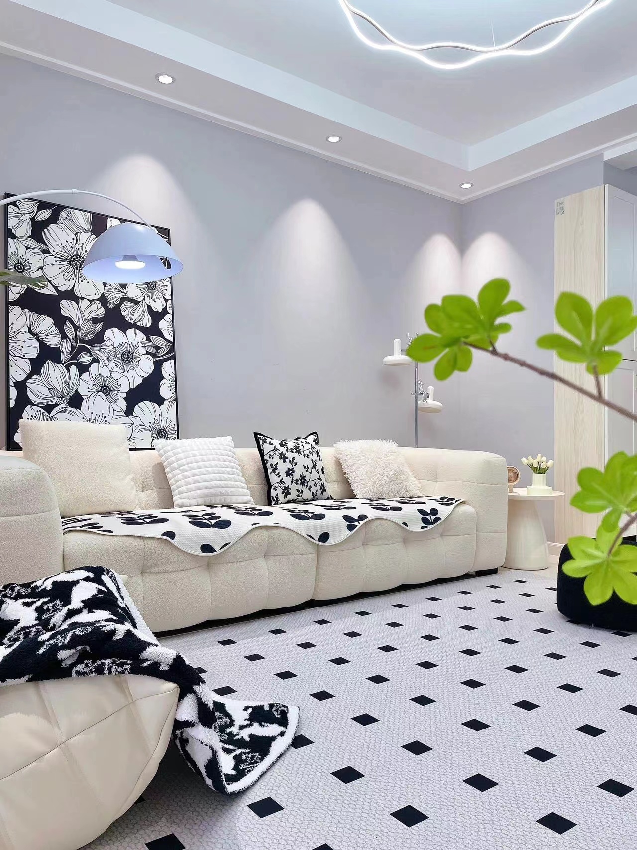 白沙发的绝配cp锁定这条夏日沙发垫