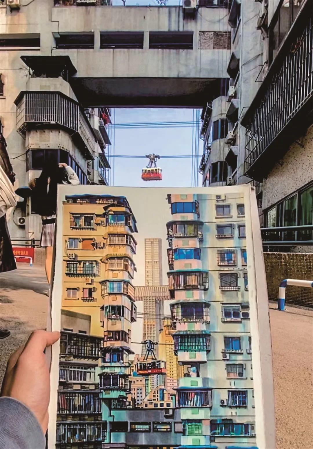 马克笔手绘风景重庆,东北一小伙手绘魔性地图