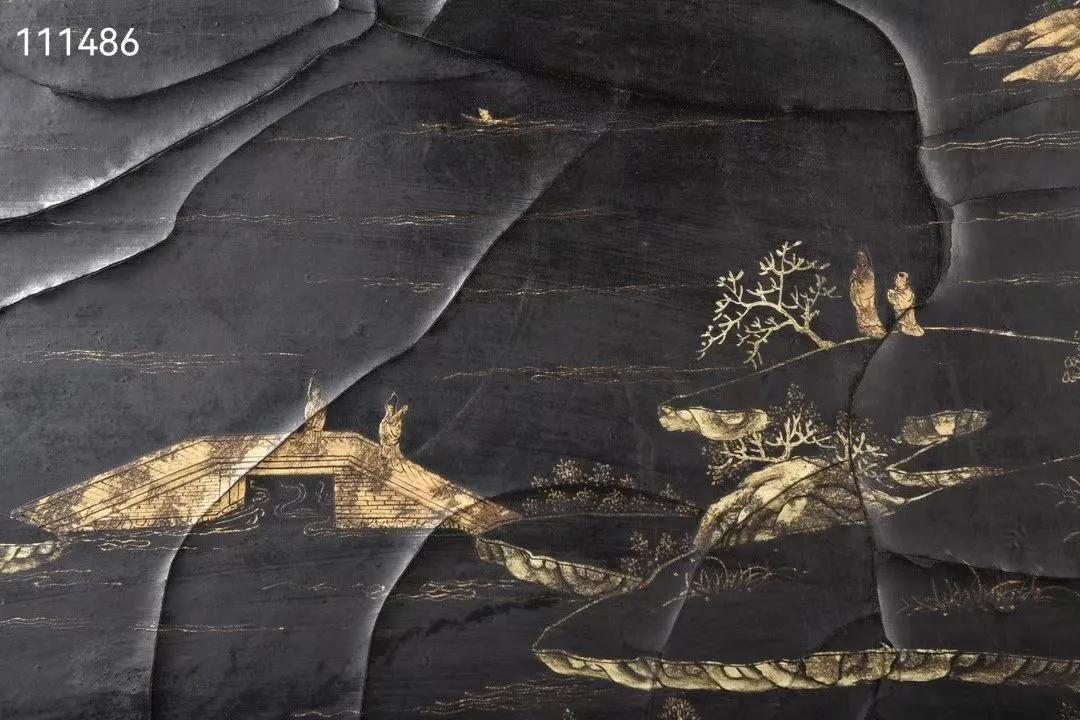 漆器箱子图片,大漆描金画卷盒