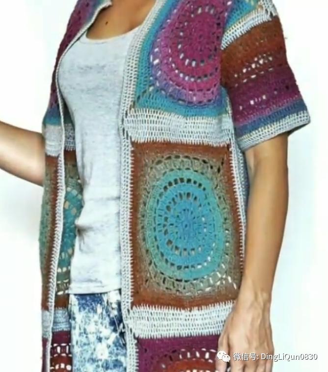 针织开衫作品,带帽针织衫开衫外套彩线