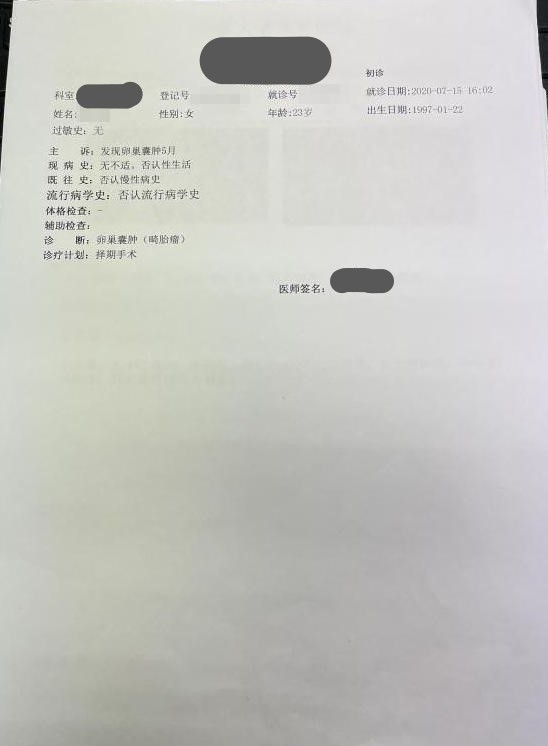 未婚姑娘查出卵巢癌,未婚女查出卵巢畸形瘤