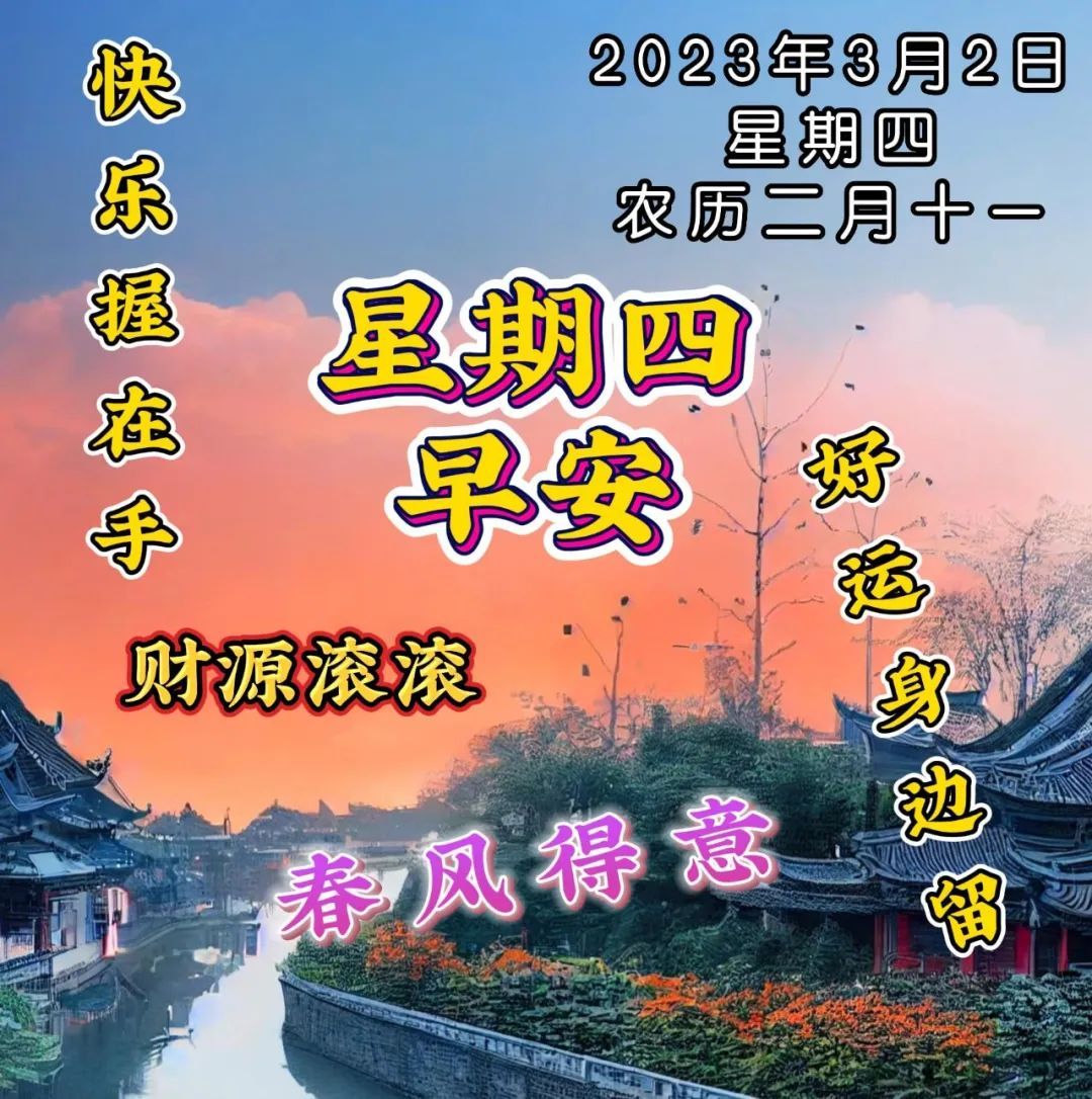 三月十日早晨文字问候语图片汇总,早安带字周三早上好祝福语图片