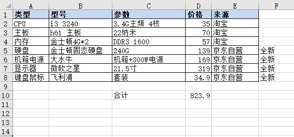 用800块配一台办公游戏主机和显示器，京东自营+淘宝