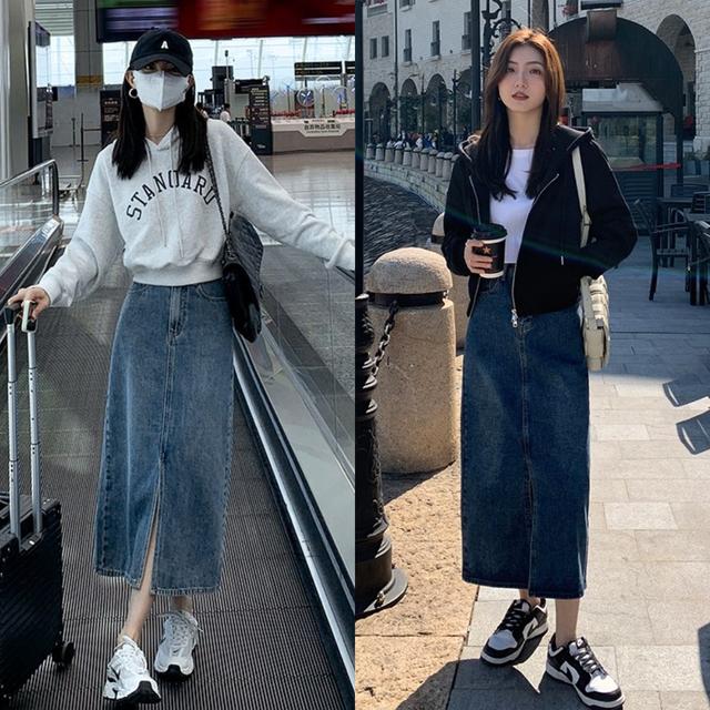 今年流行卫衣半裙时髦减龄有气质,大码卫衣搭半身裙宽松慵懒风