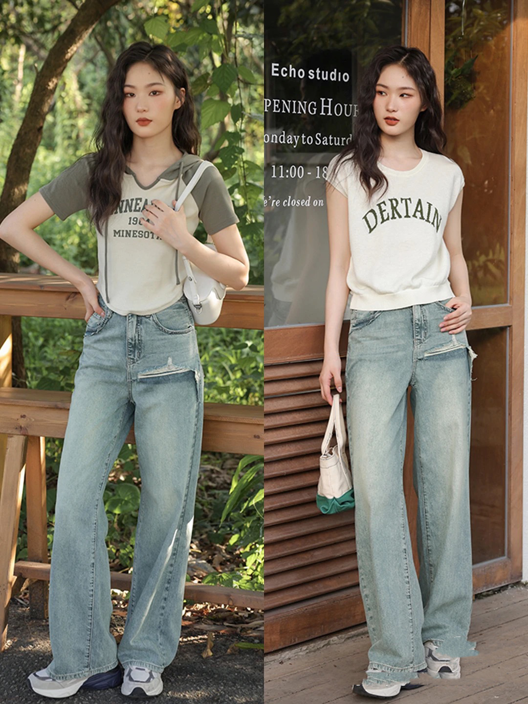 夏季t恤牛仔裤穿出高级感,夏天牛仔裤配什么t恤