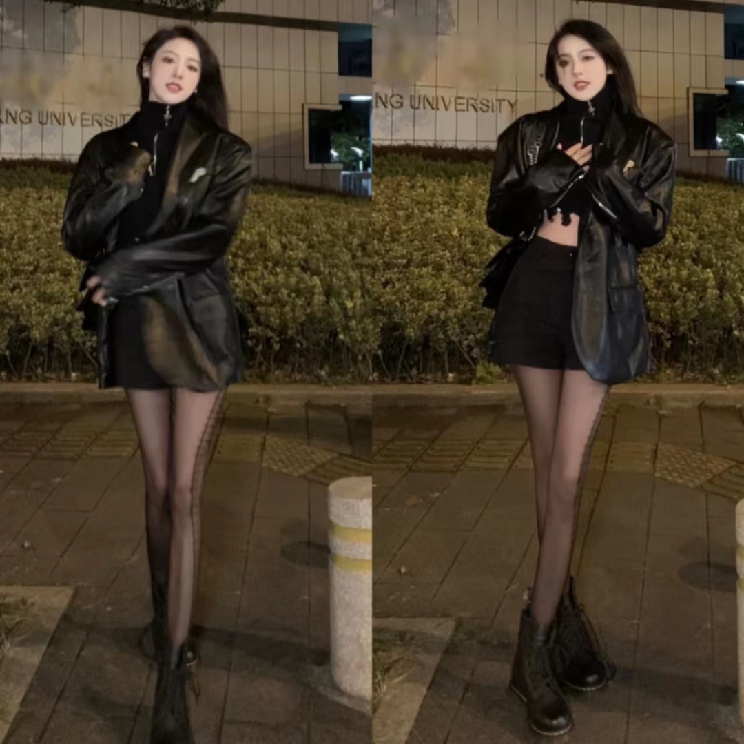 冬季黑色皮衣穿搭图片大全男,洋气黑色皮衣套装10岁