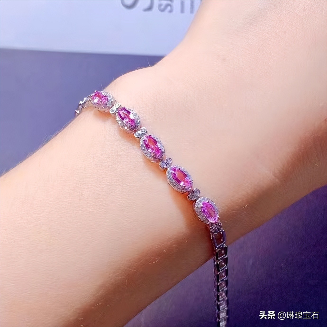 s925欧美个性蓝色银手链,s925银波斯湾海水蓝幸运手链