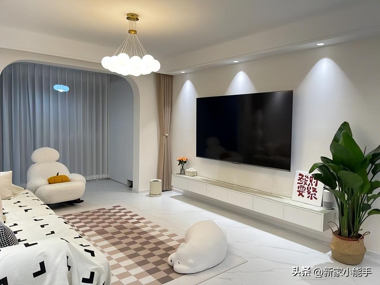 装修房子轻奢法式奶油风三室一厅,新房装修极简奶油风