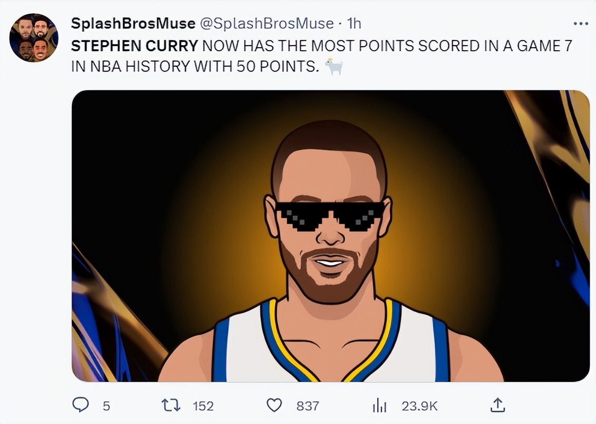 打破六大纪录库里一战唤醒mvp记忆,库里50分破抢七纪录巨星点赞