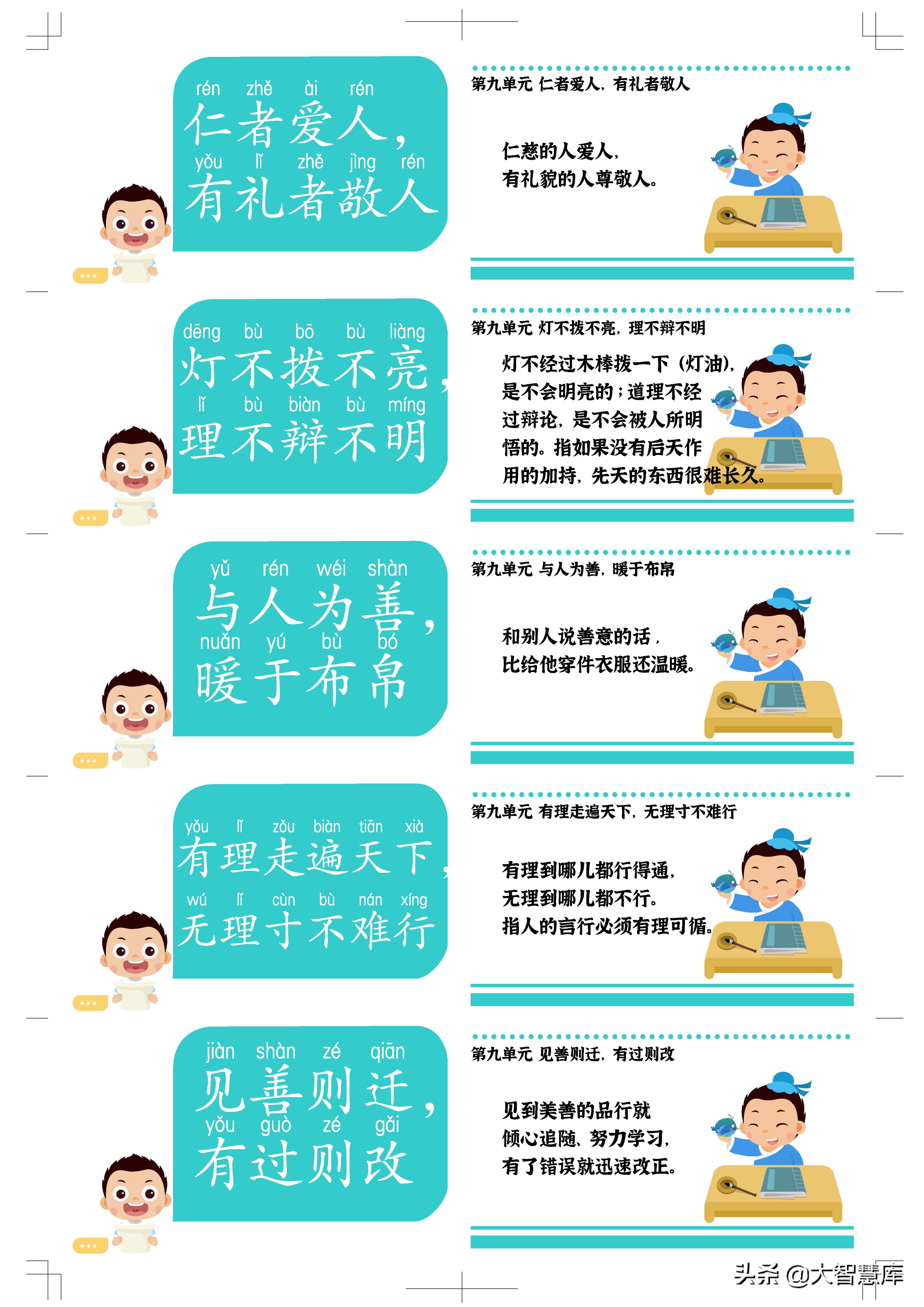 语文老师亲手整理绘制谚语小古文240句卡片，深受全班同学喜爱